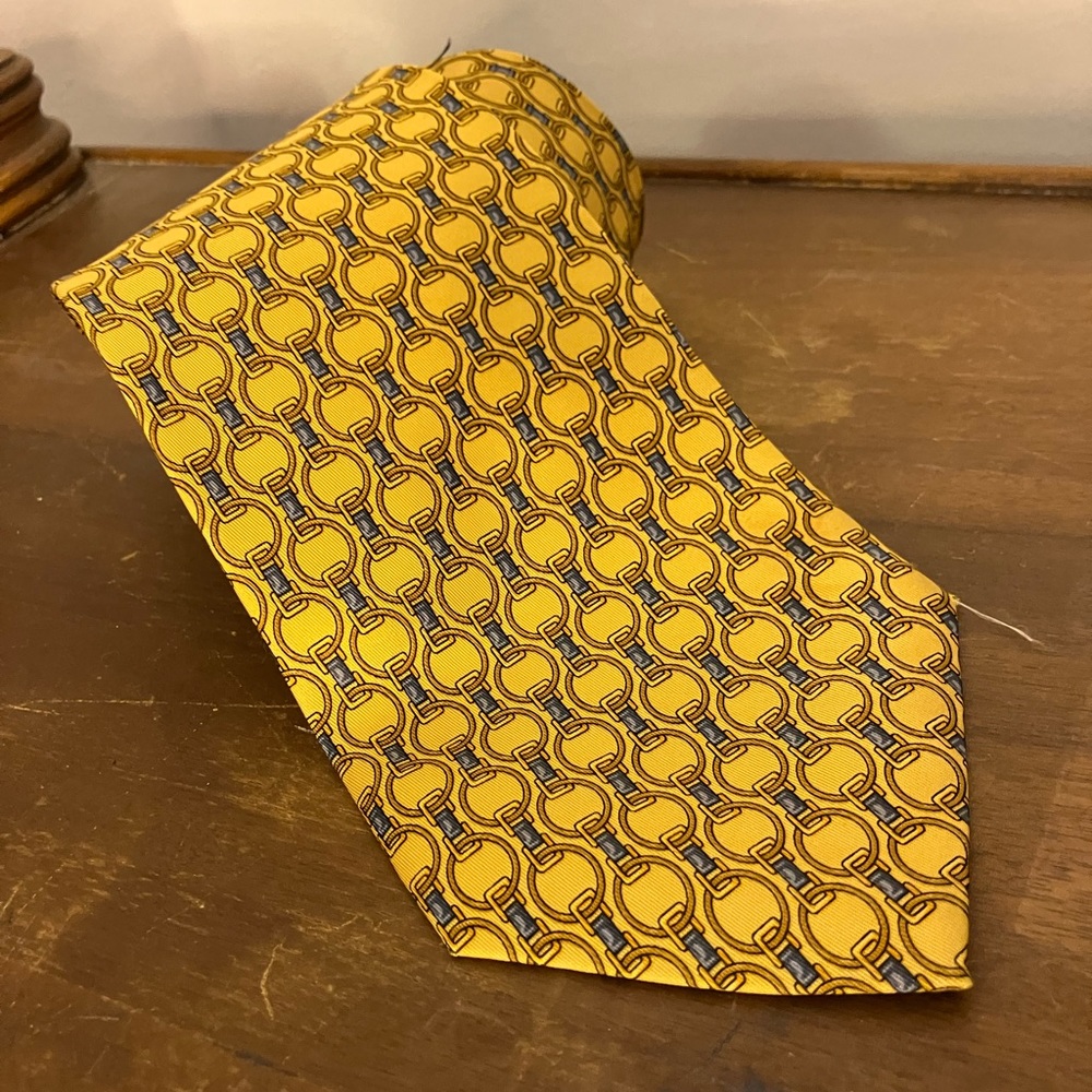 Gucci Silk Tie Yellow Vintage Wide